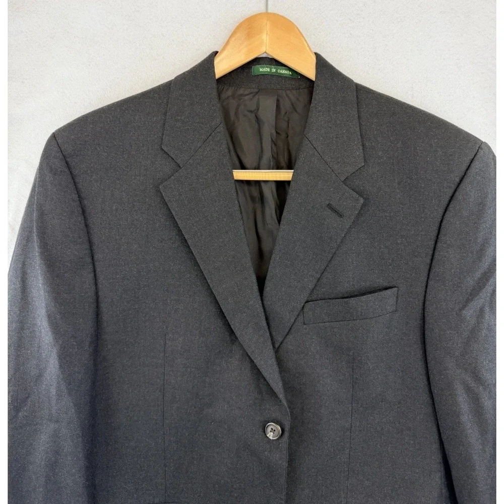 Lauren Ralph Lauren Men's Dark Gray Blazer‎ Vintage 100% Wool 42S Made In Canada